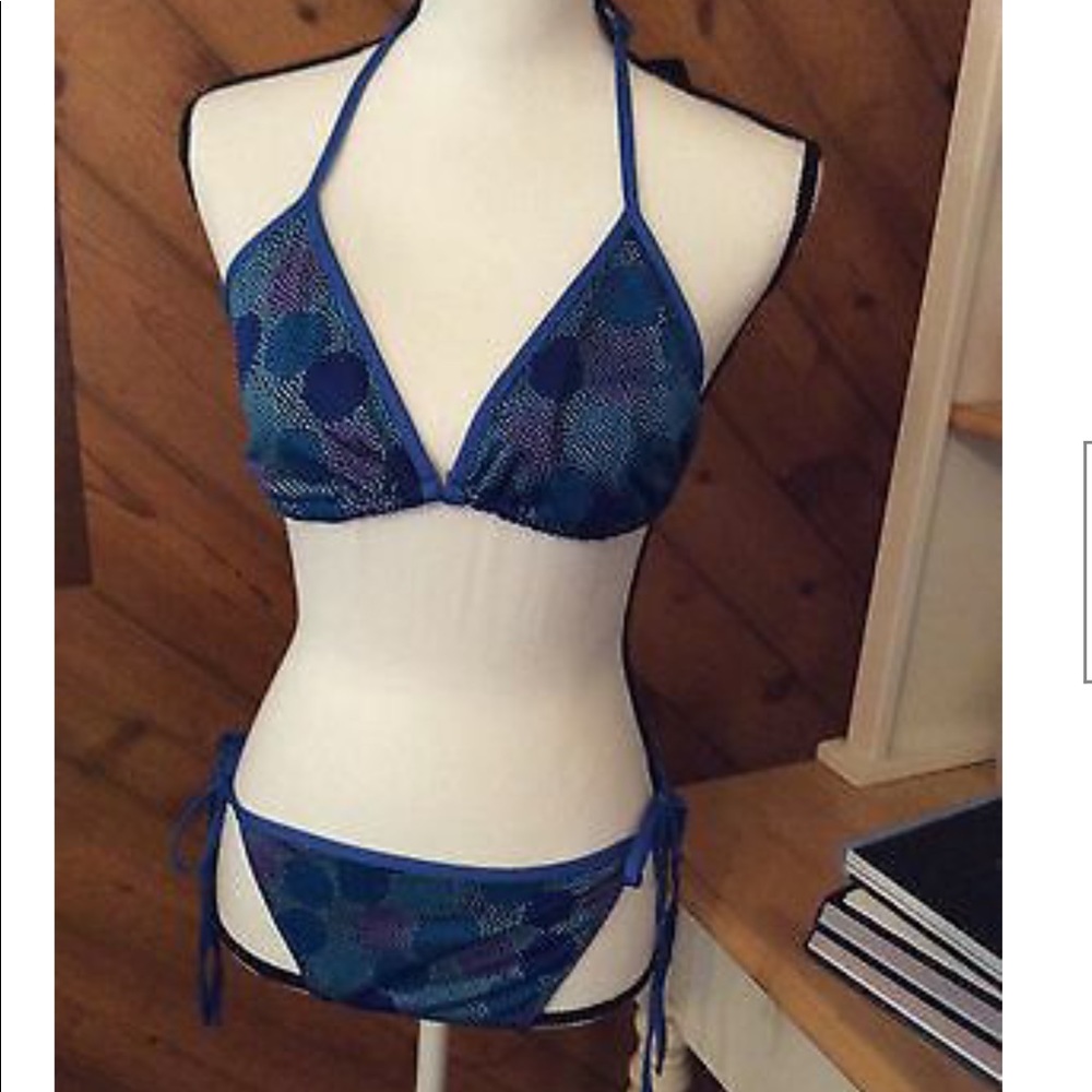 New Euro Blue SWIM Bathing SUIT String BIKINI L